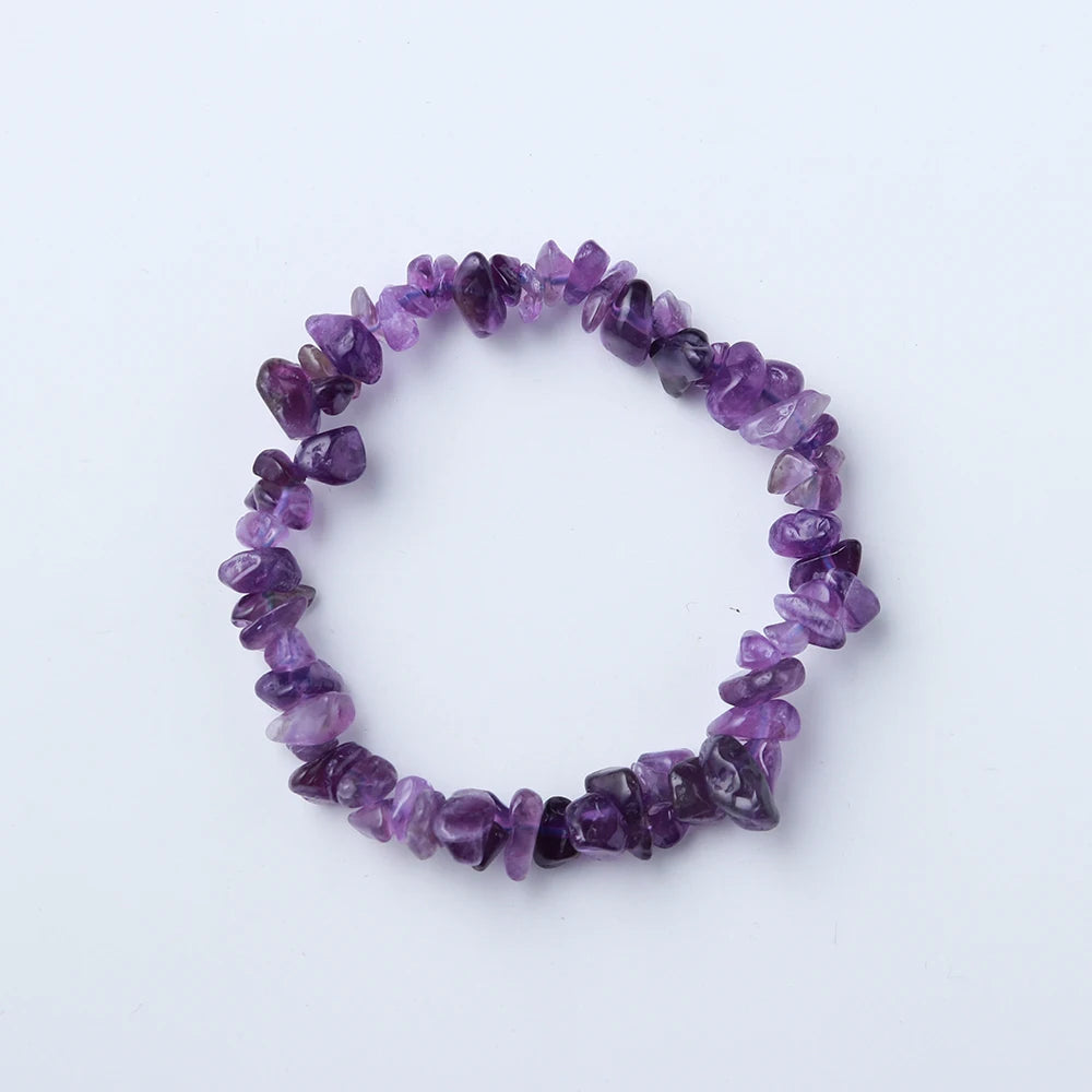 Natural Crystal Chakras Stone Bracelet Beads Chips  Irregular Jewelry Bracelets colourful Crystals Healing Amethyst for gifts