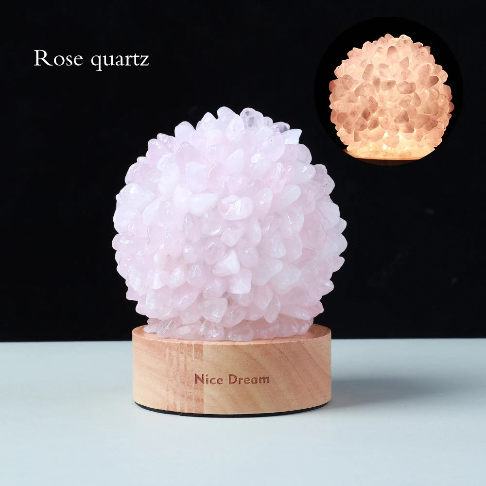 Natural Crystal Lamp Rose Quartz Amethyst Stone Gravel Adhesion Reiki Cluster Healing Home Decor Mineral Specimen