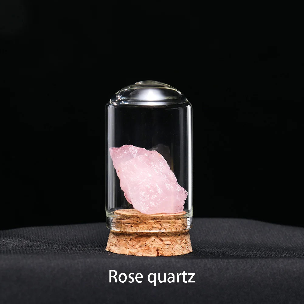 Natural Crystal Mineral Specimen Collection Bottle Rose Quartz Healthy Raw Stone Energy Quartz Home Decoration