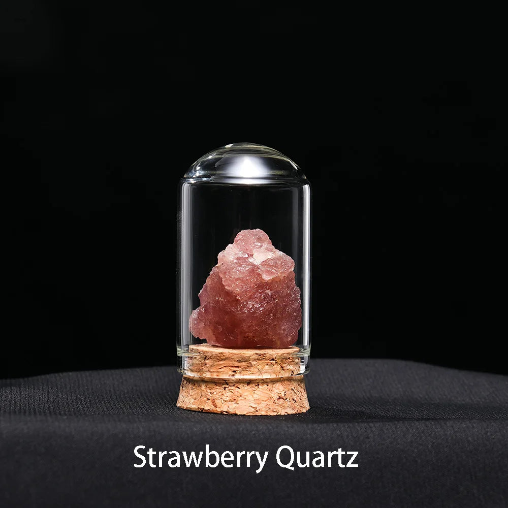 Natural Crystal Mineral Specimen Collection Bottle Rose Quartz Healthy Raw Stone Energy Quartz Home Decoration