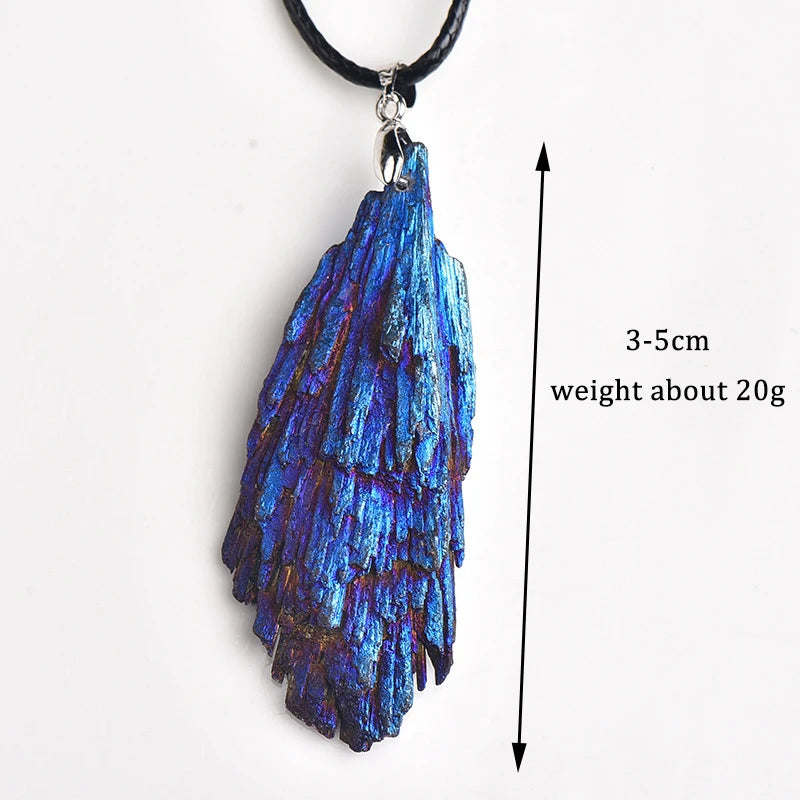 Natural Crystal Pendant Jet stone Blaze Blue Black Tourmaline Aura Rainbow  Jewelry Necklace For Woman Gifts