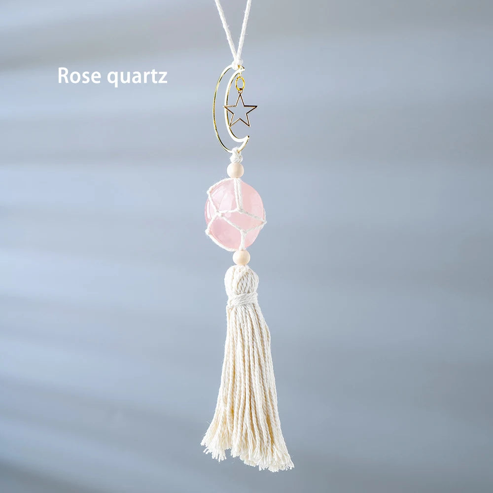 Natural Crystal Polished Gemstone Healing Reiky Rose Quartz Pendant Amethyst  Lnterior Window Decoration