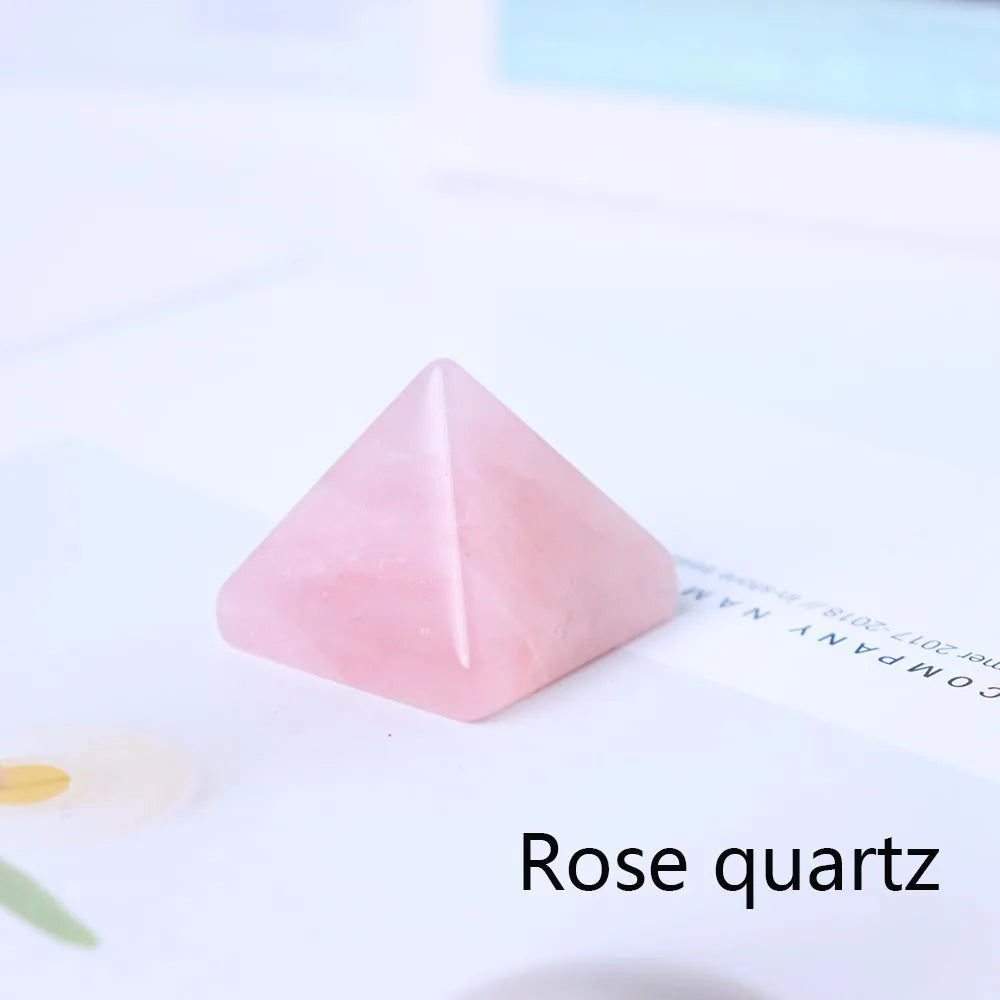 Natural Crystal Pyramid Rose quartz Healing Reiki Chakra Generator Meditation Tool Point Home Decor Crafts Of Gem Stone 1PC