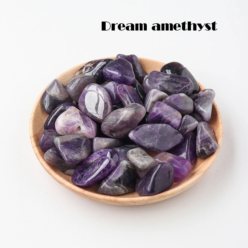 Natural Crystal Quartz Amethyst Gravel Polished Healing Tumbled Gemstone Rolling Stone Specimen Reiki for Aquarium Decorate