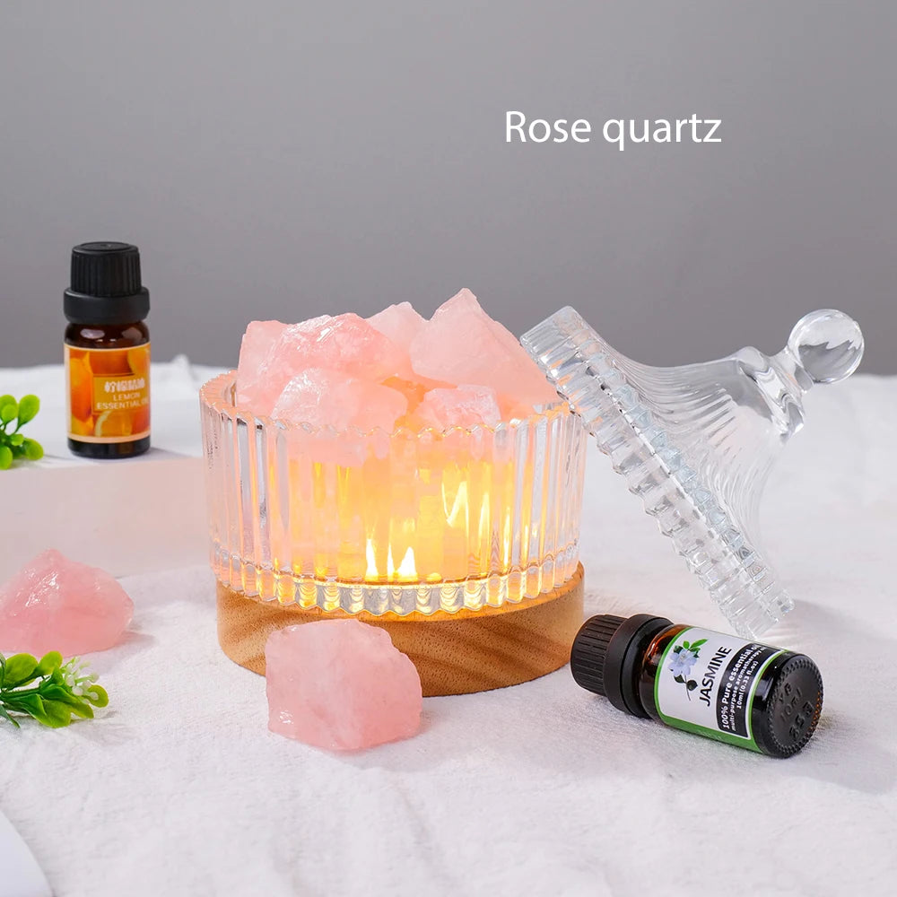 Natural Crystal Raw Stone Aromatherapy Minerals Rose Quartz Fragrant Incense Decorative Lamp Home Decoration