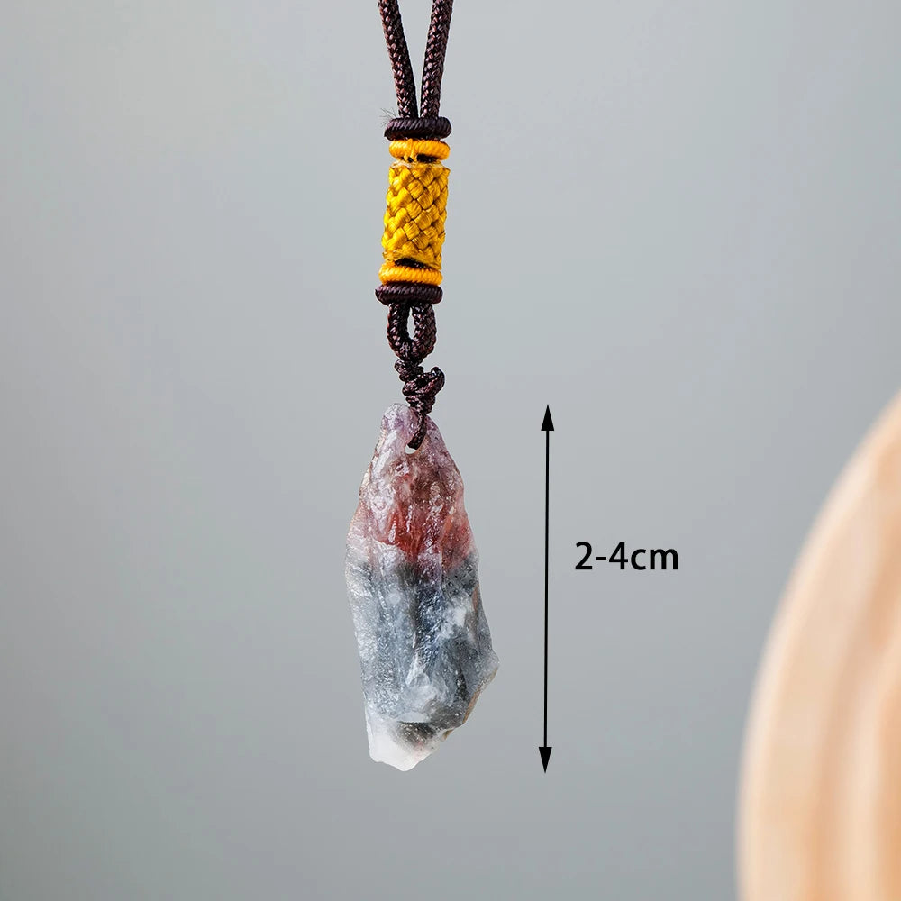 Natural Crystal Stone Auralite Necklace Aurora 23 Pendant  Purple Red Rutilated Women Raw Material Jewelry