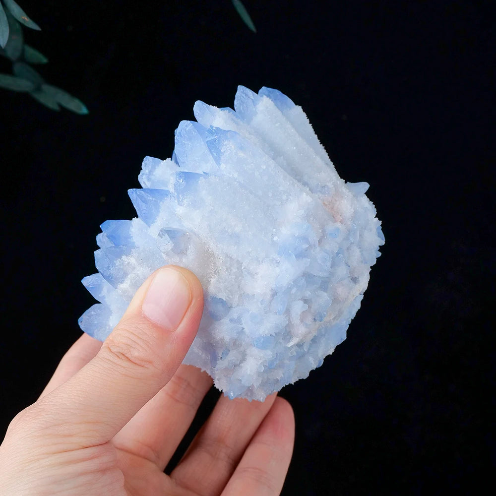 Natural Crystal Stone Blue Phantom Quartz Crystal Cluster Rock Stones Mineral Reiki Healing Specimen Home Deco