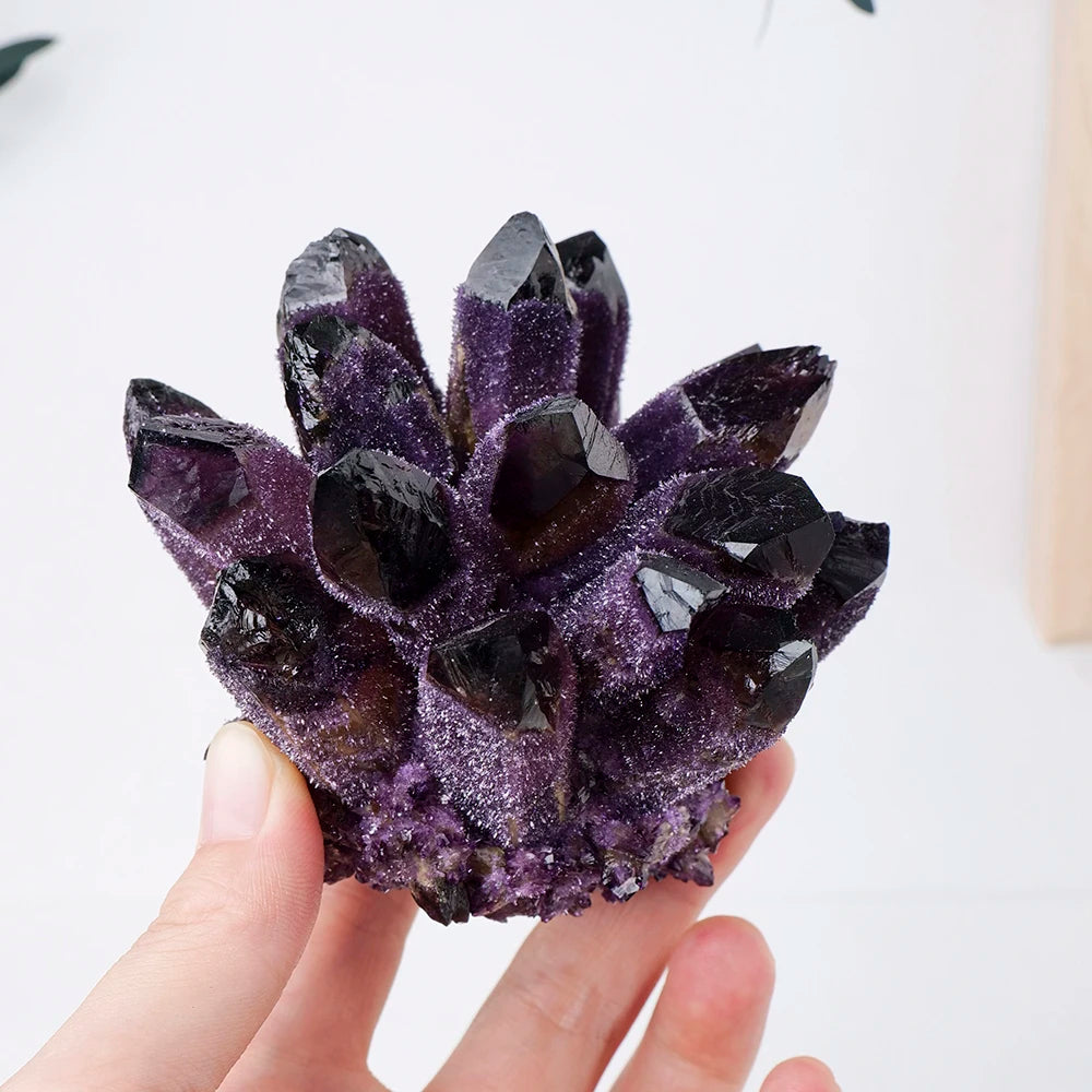 Natural Crystal Stone Purple Phantom Quartz Crystal Cluster Rock Stones Mineral Reiki Healing Specimen Home Deco