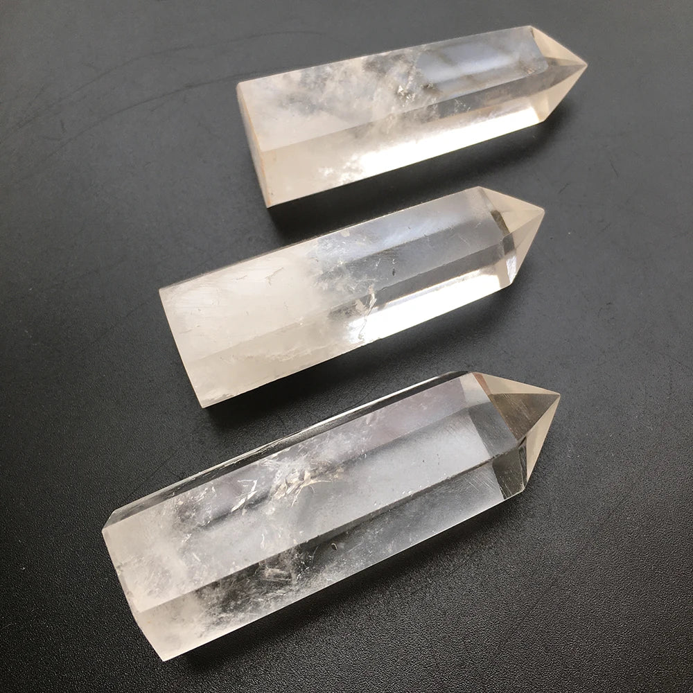 Natural Crystal Transparency Quartz Point Healing Stone Hexagonal Prisms 30-80mm Obelisk Wand Treatment Stone Home Decor 1PC