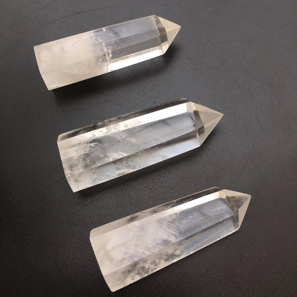 Natural Crystal Transparency Quartz Point Healing Stone Hexagonal Prisms 30-80mm Obelisk Wand Treatment Stone Home Decor 1PC