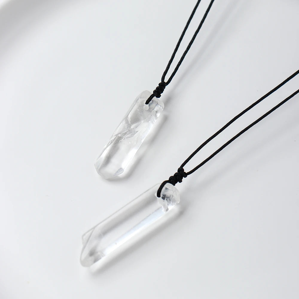 Natural Gemstone Clear Quartz Pendant Healing White Crystal Hangings Craft Necklace Jewelry For Women Men Gift