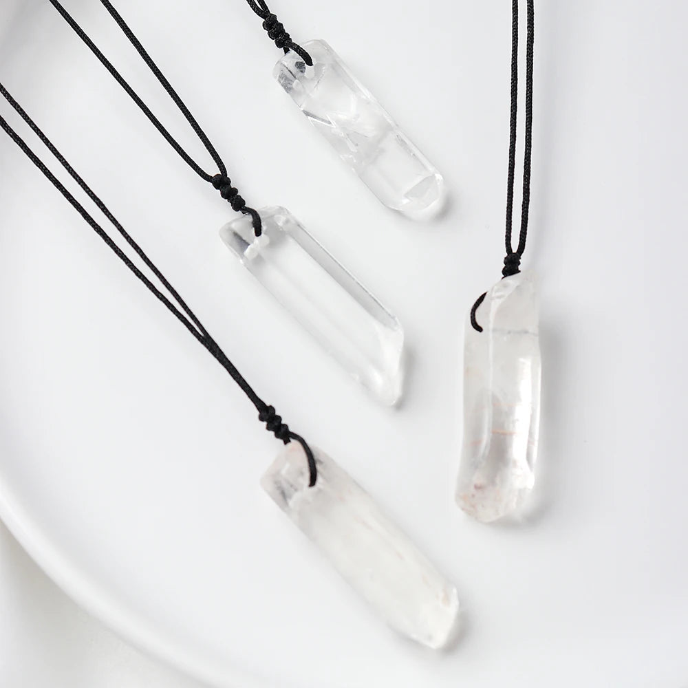 Natural Gemstone Clear Quartz Pendant Healing White Crystal Hangings Craft Necklace Jewelry For Women Men Gift