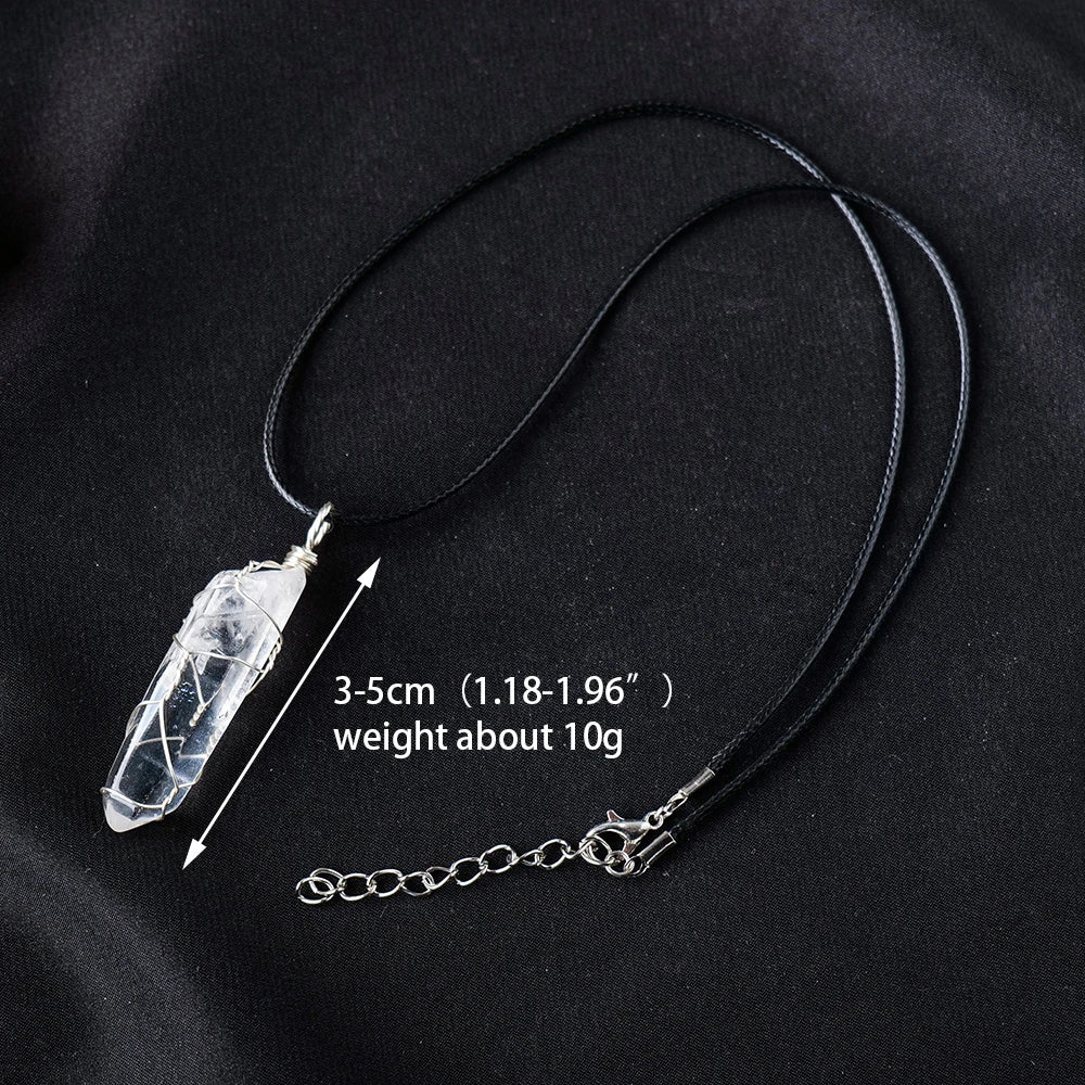 Natural Gemstone Clear Quartz Single Point Crystal Pendant Necklaces Healing Crystal Quartz Chakra Jewelry