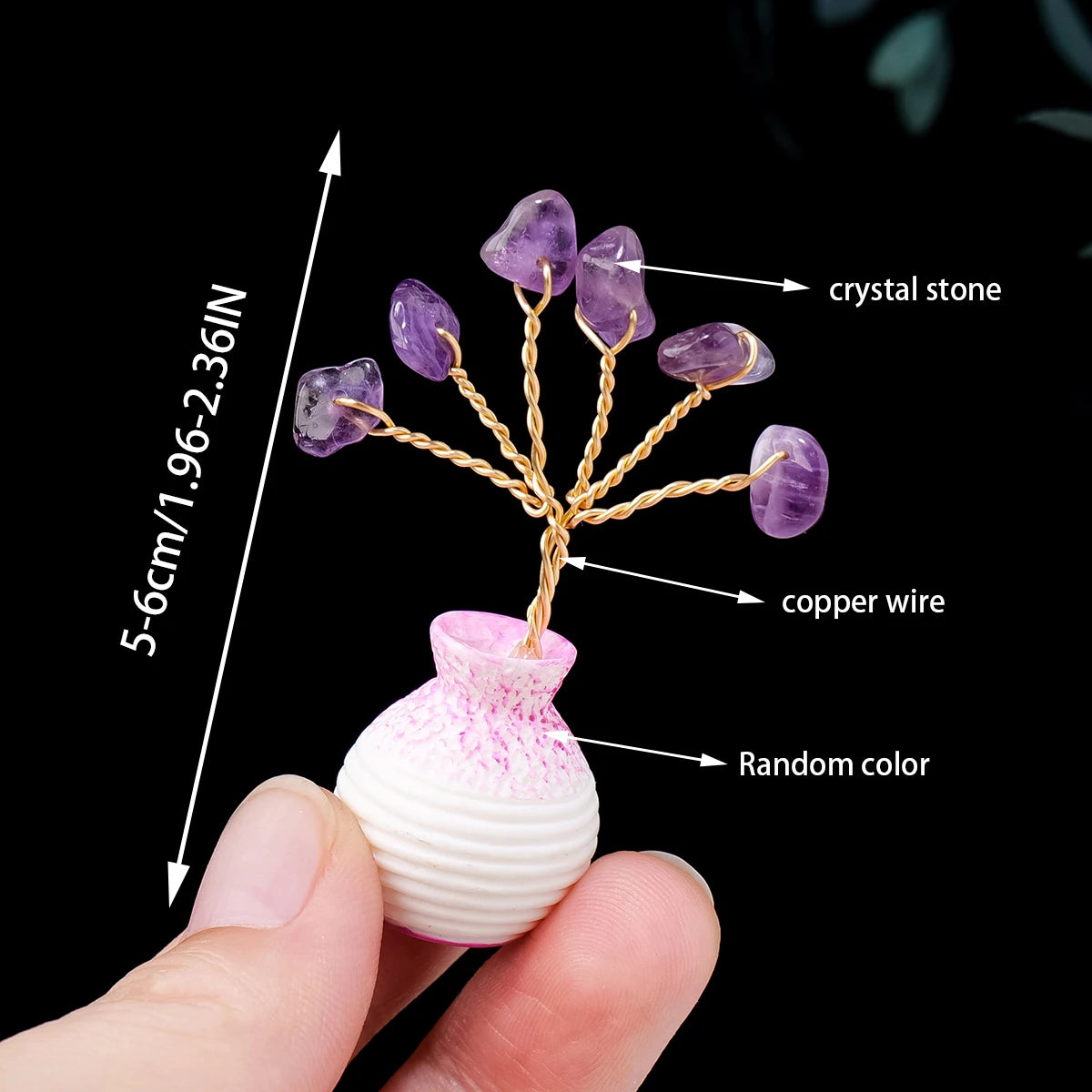 Natural Gemstone DIY Made Mini Crystal Gravel Tree Rose Quartz Amethyst Healing Stones Handwoven Decoration