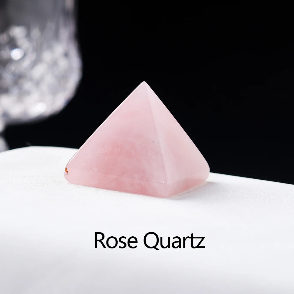 Natural Gemstone Healing Crystal Point Pyramid Amethyst Rose Quartz Polishing Crafts Reiki Home Office Decoration Gift