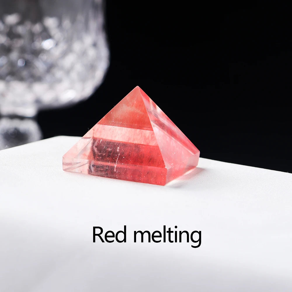 Natural Gemstone Healing Crystal Point Pyramid Amethyst Rose Quartz Polishing Crafts Reiki Home Office Decoration Gift