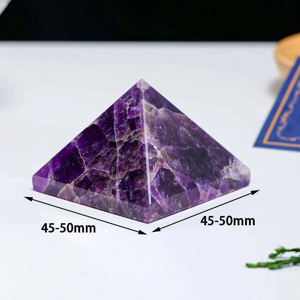 Natural Gemstones Rockcloud Healing Crystal Dream Amethyst Pyramid Metaphysical Stone Figurine For Yoga Mediation