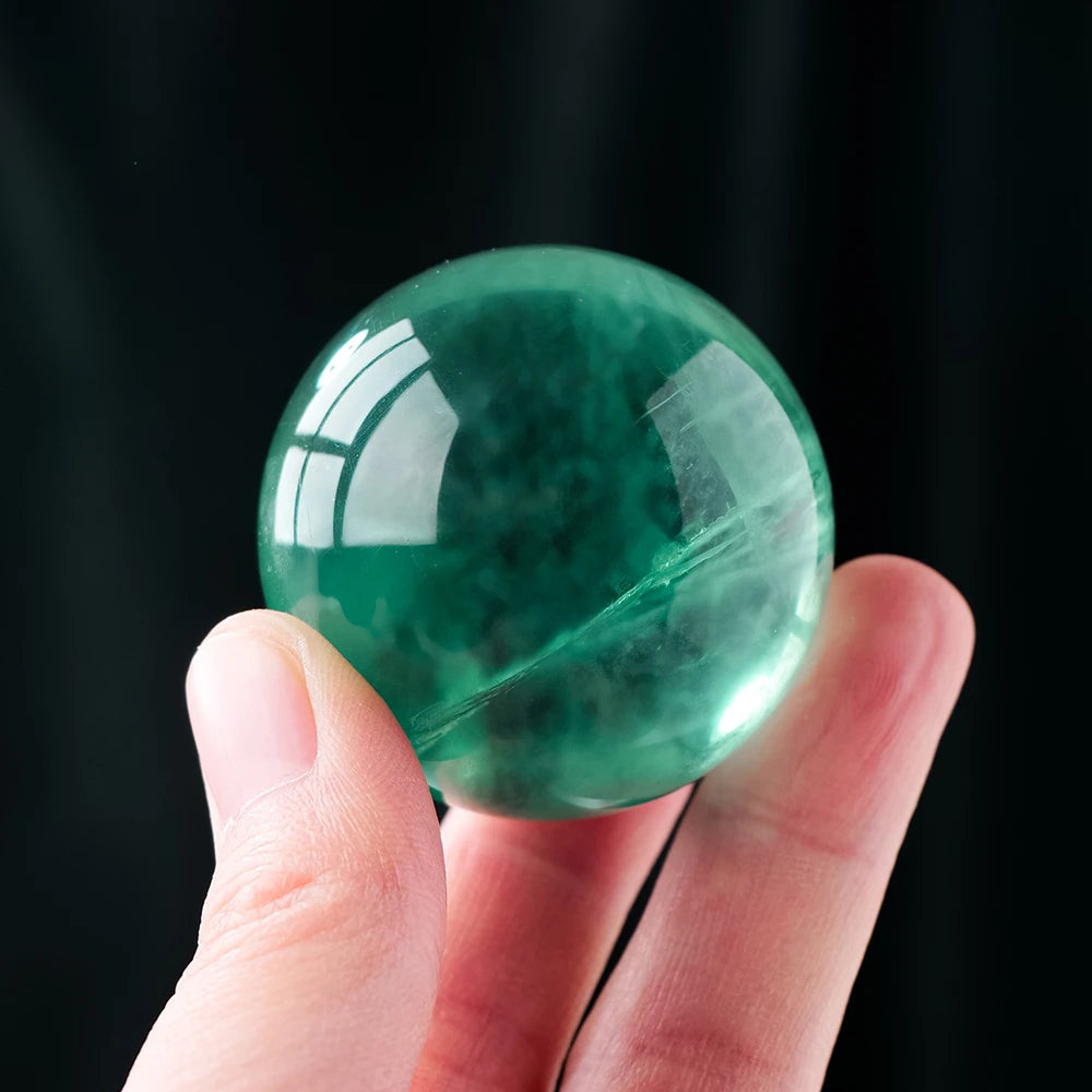 Natural Green Fluorite Crystal Spheres Energy Decorate Carving Magic Ball Home Office Desktop Decoration Crafts