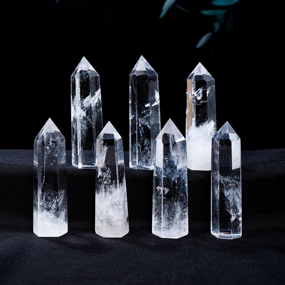 Natural Healing Clear Quartz Crystal Wand Faceted Single Point Crystal Prism Stones for  Meditation Reiki