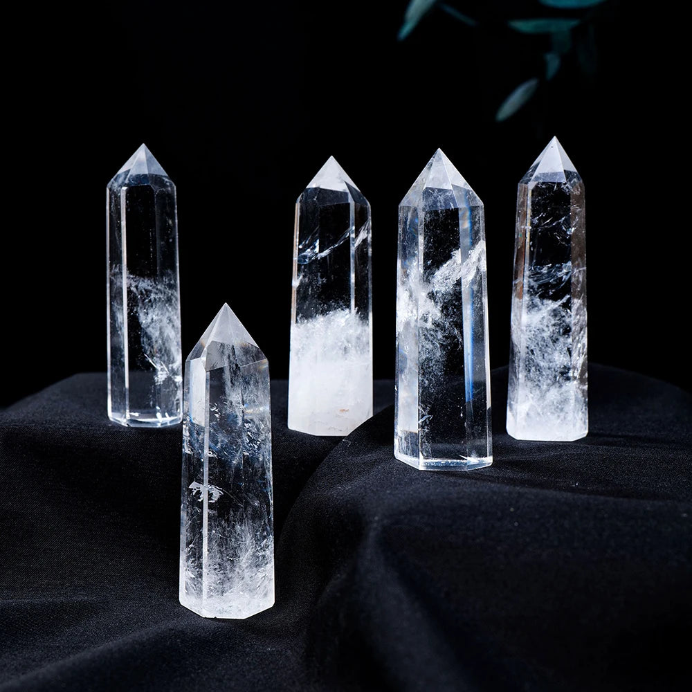 Natural Healing Clear Quartz Crystal Wand Faceted Single Point Crystal Prism Stones for  Meditation Reiki