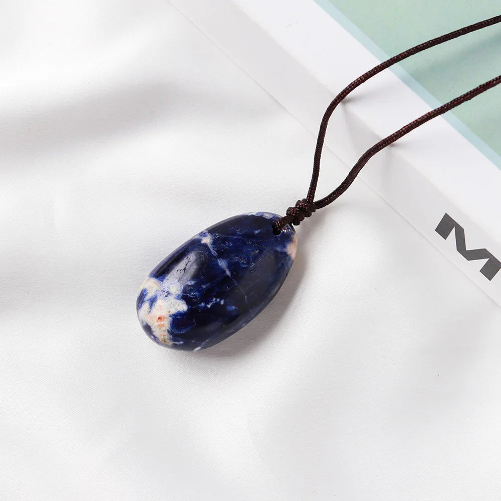 Natural Healing Gemstone Pendant Sodalite Crystal Water Drop Pendant Blue-vein Stone Quartz Polished Necklace DIY Jewelry Gift