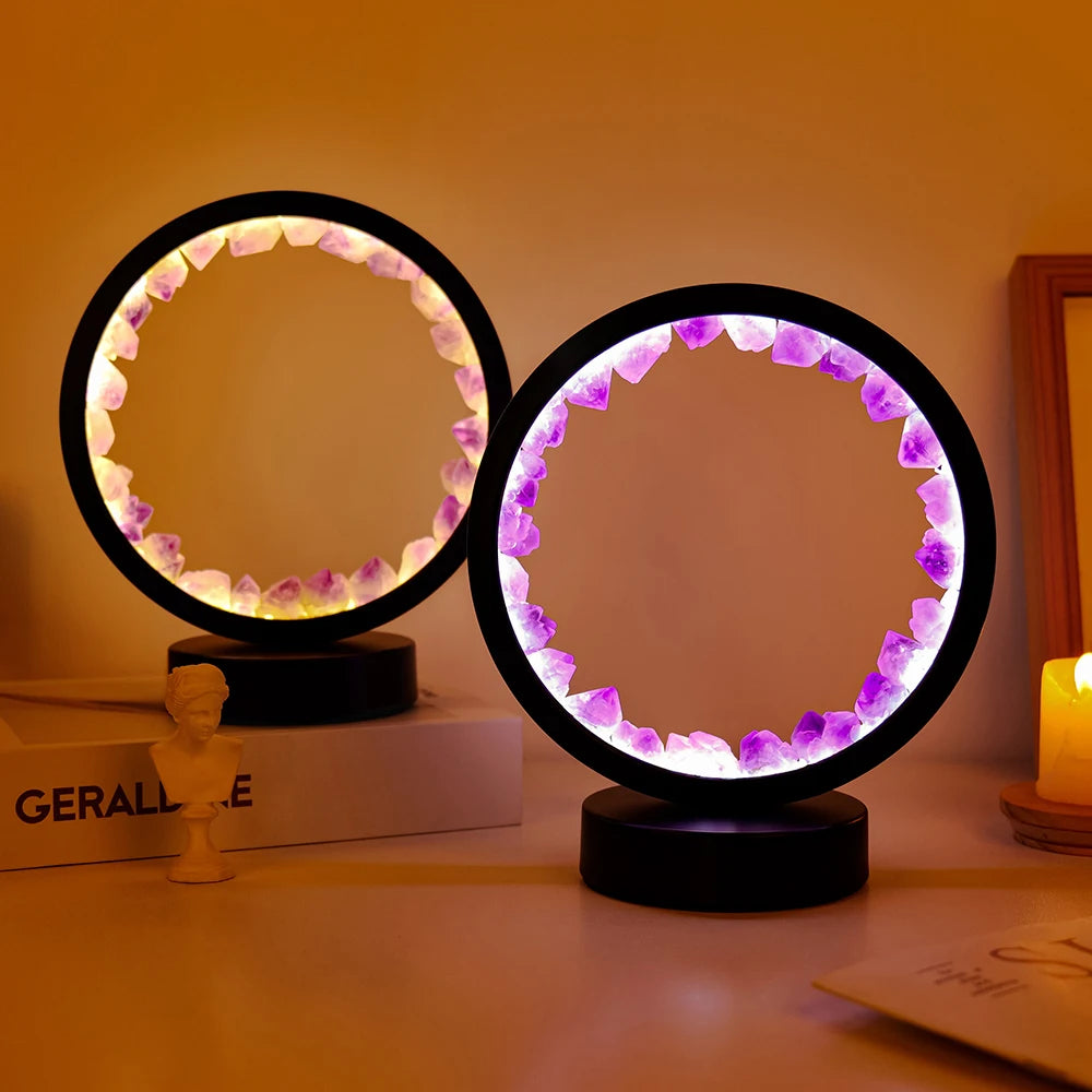 Natural Quartz Amethyst Cluster Night Bedroom Desk Network Circle Decorative