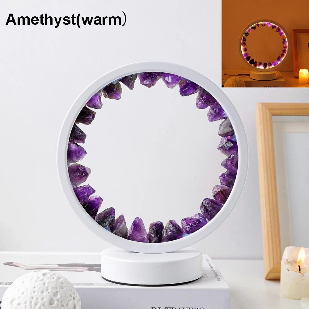 Natural Quartz Amethyst Cluster Night Bedroom Desk Network Circle Decorative