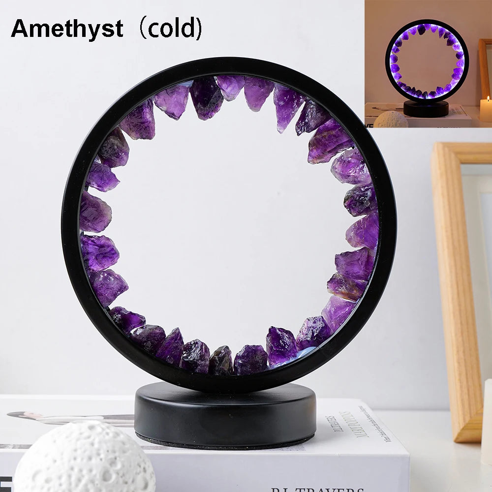 Natural Quartz Amethyst Cluster Night Bedroom Desk Network Circle Decorative