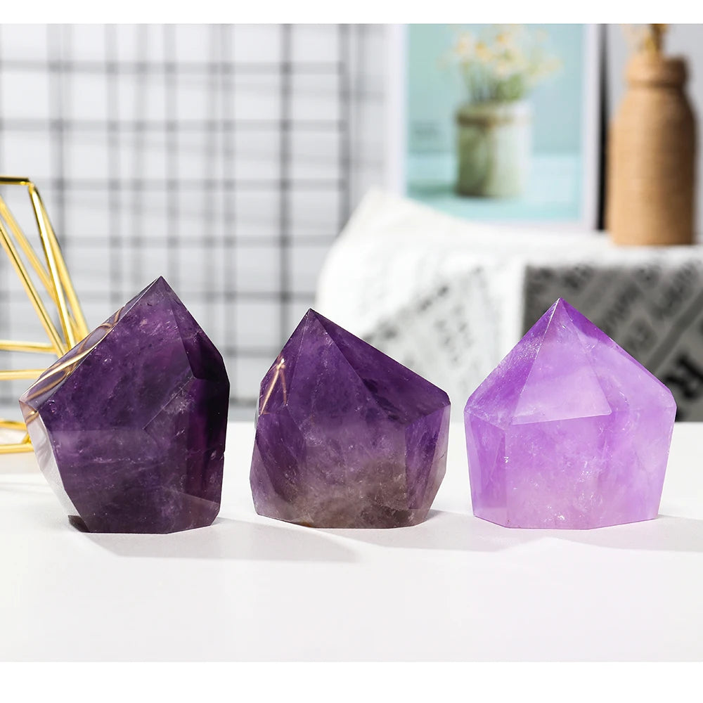 Natural Quartz Amethyst Point Crystal Lamp Reiki Healing Home Decor Mineral Specimen Collection