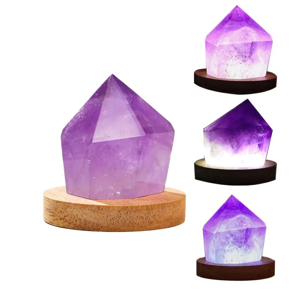 Natural Quartz Amethyst Point Crystal Lamp Reiki Healing Home Decor Mineral Specimen Collection