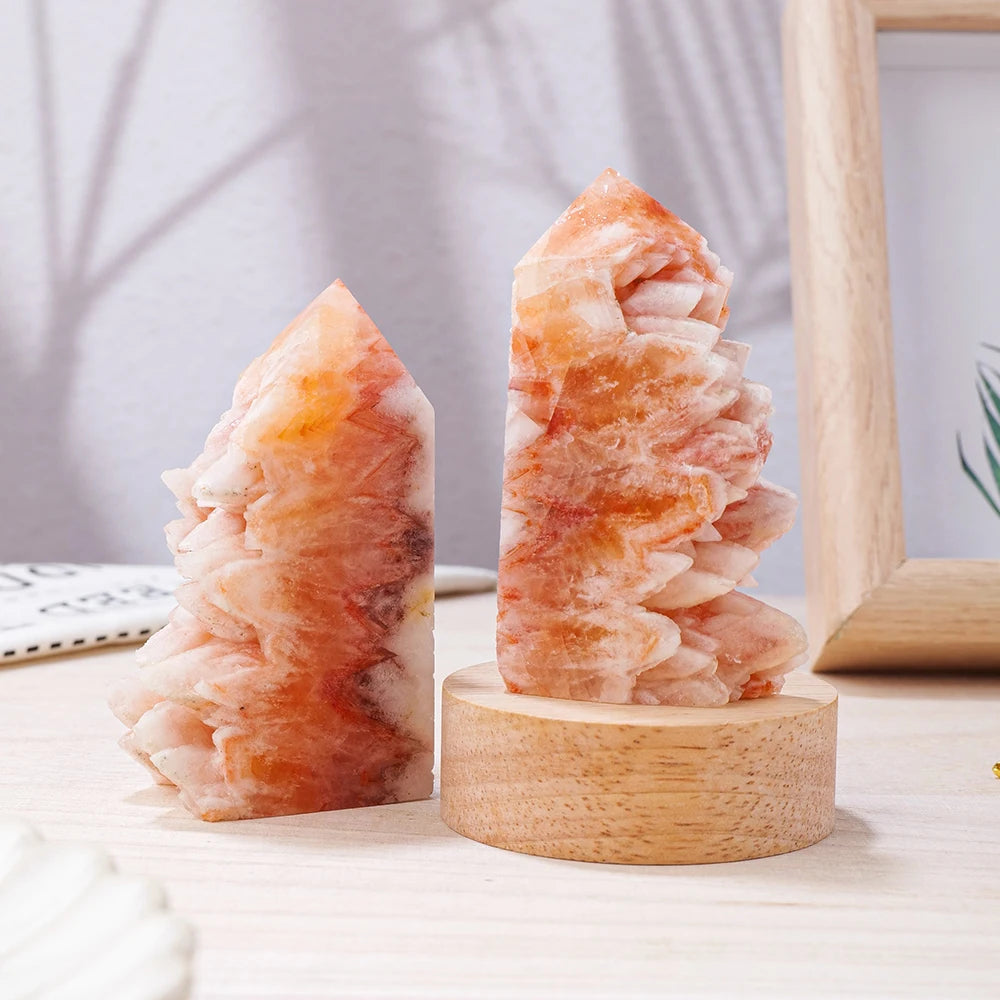 Natural Red Tooth Agate Crystal Tower Reiki Healing Stones Crystal Point Ornaments Witchcraft Home Decoration Wand Ore Crafts