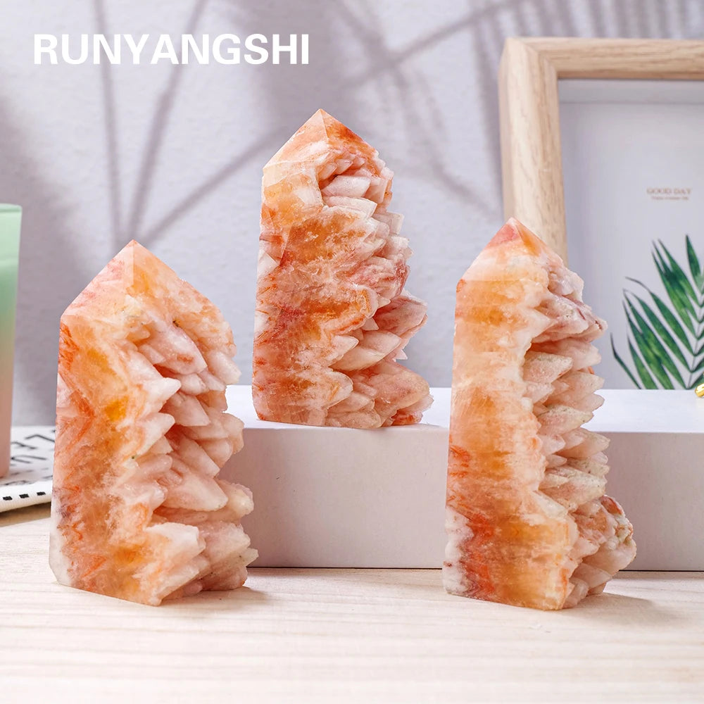 Natural Red Tooth Agate Crystal Tower Reiki Healing Stones Crystal Point Ornaments Witchcraft Home Decoration Wand Ore Crafts