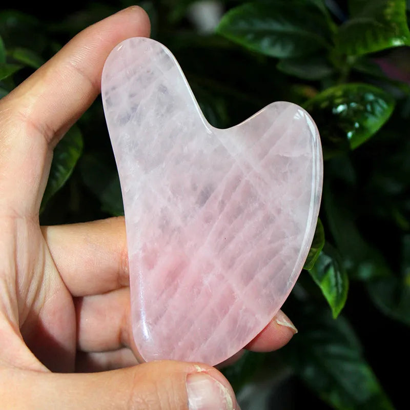 Natural Rose Quartz Gua Sha Board Pink Jade Stone Body Facial Eye Scraping Plate Acupuncture Massage Relaxation Health Care