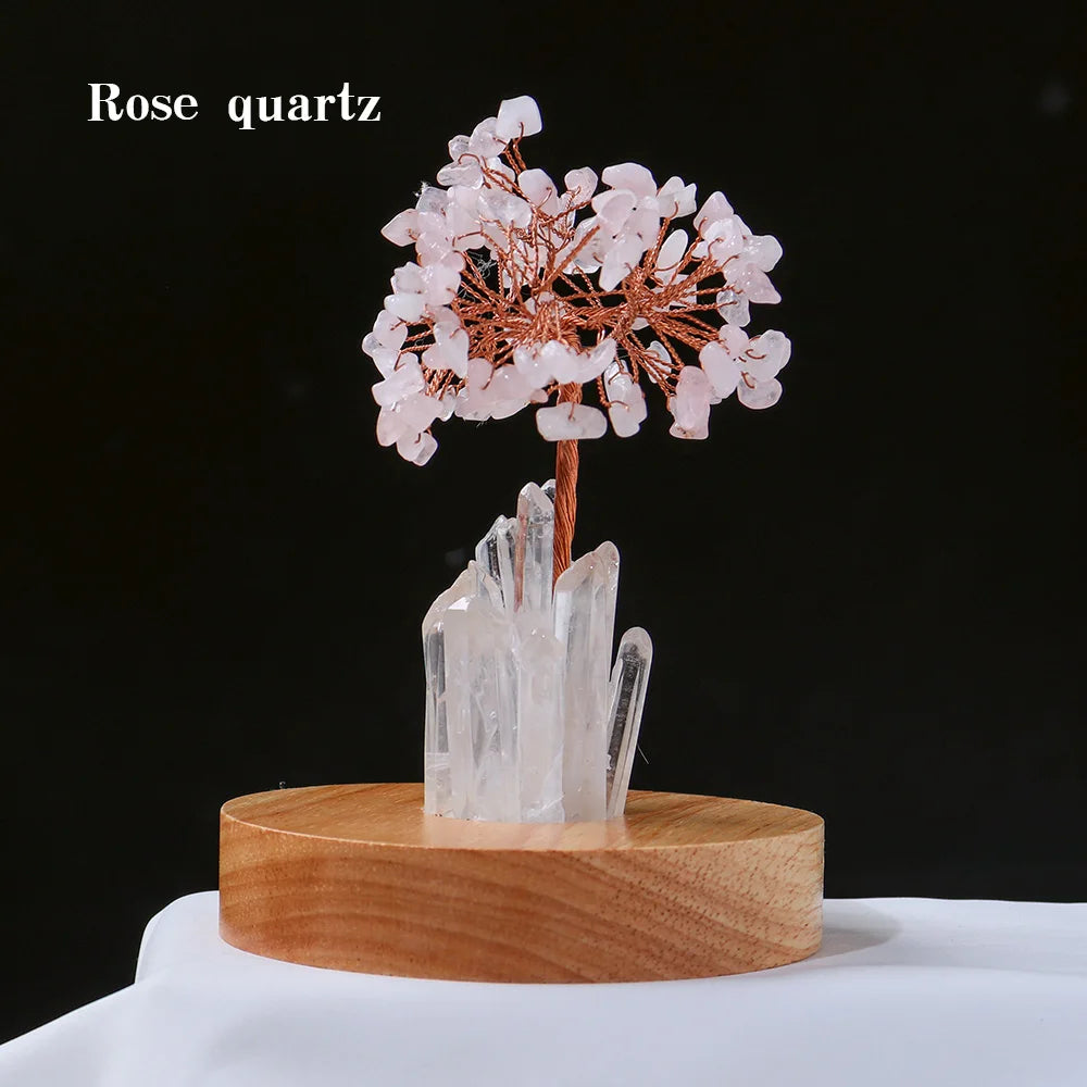 Natural Rose quartz Crystal lamp Nightstand light Crystal gem making USB interface Health energy gem for gifts