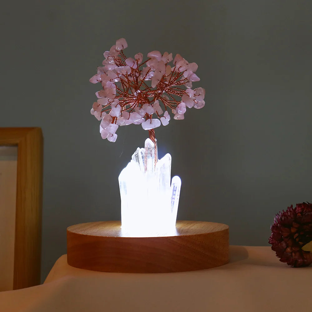 Natural Rose quartz Crystal lamp Nightstand light Crystal gem making USB interface Health energy gem for gifts