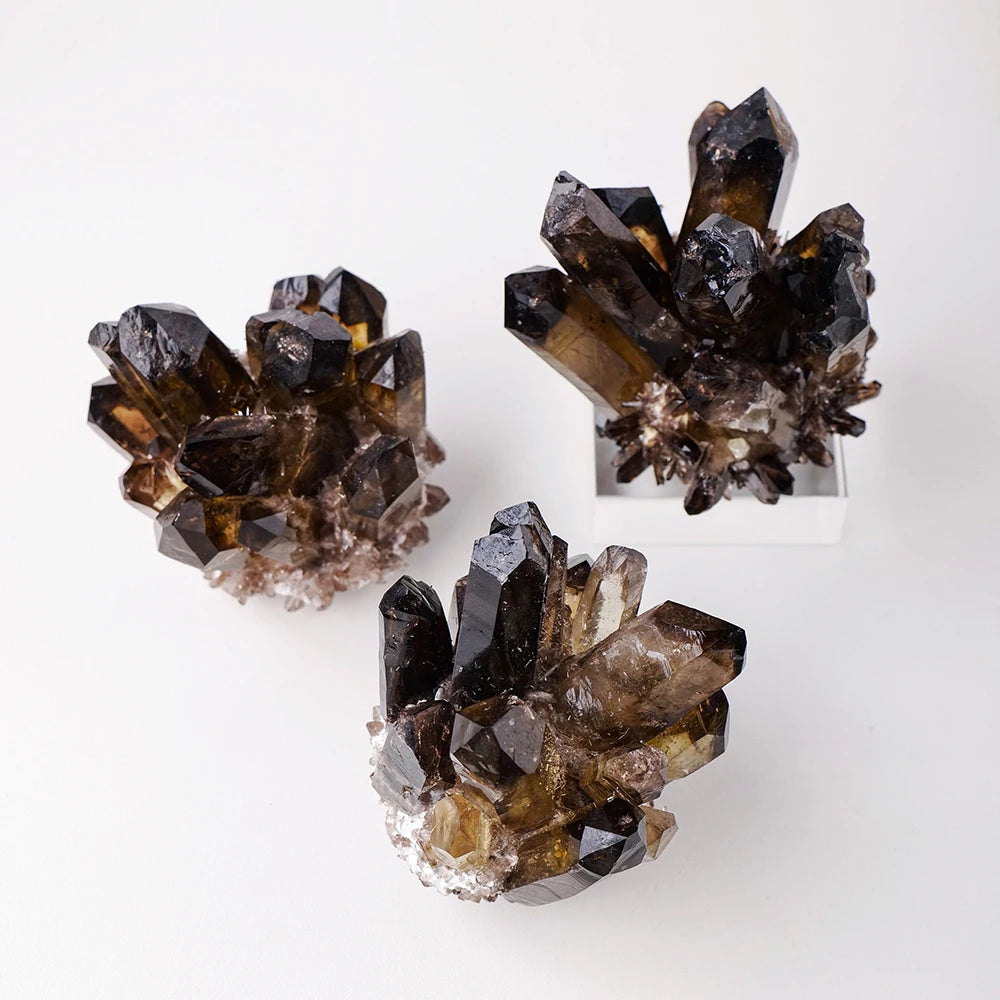 Natural Smokey Quartz Crystal Cluster Geode Stone Mineral Specimen Gemstone for Reiki Healing Home Decoration