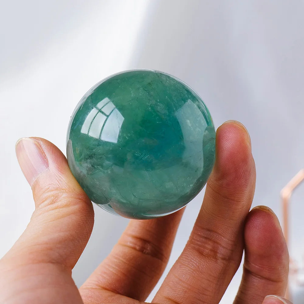 Natural Stone Green Fluorite Magic Ball Crystal Sphere Rock Polished Feng Shui Decoration Gift Reiki Healing Gemstone