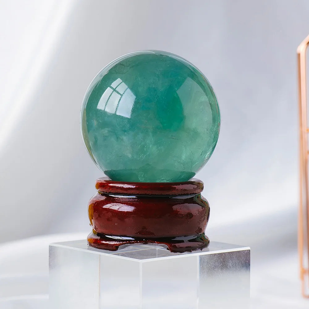 Natural Stone Green Fluorite Magic Ball Crystal Sphere Rock Polished Feng Shui Decoration Gift Reiki Healing Gemstone