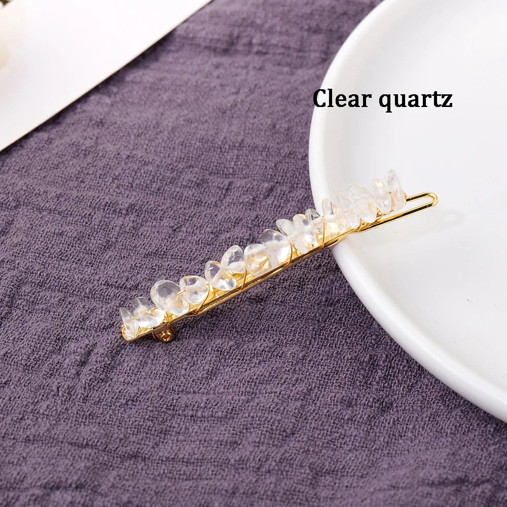 Natural Stone Hair Accessories DIY Handmade Crystal Health Energy Macadam Decoration Crystal Hairpin Children's Day Gifts