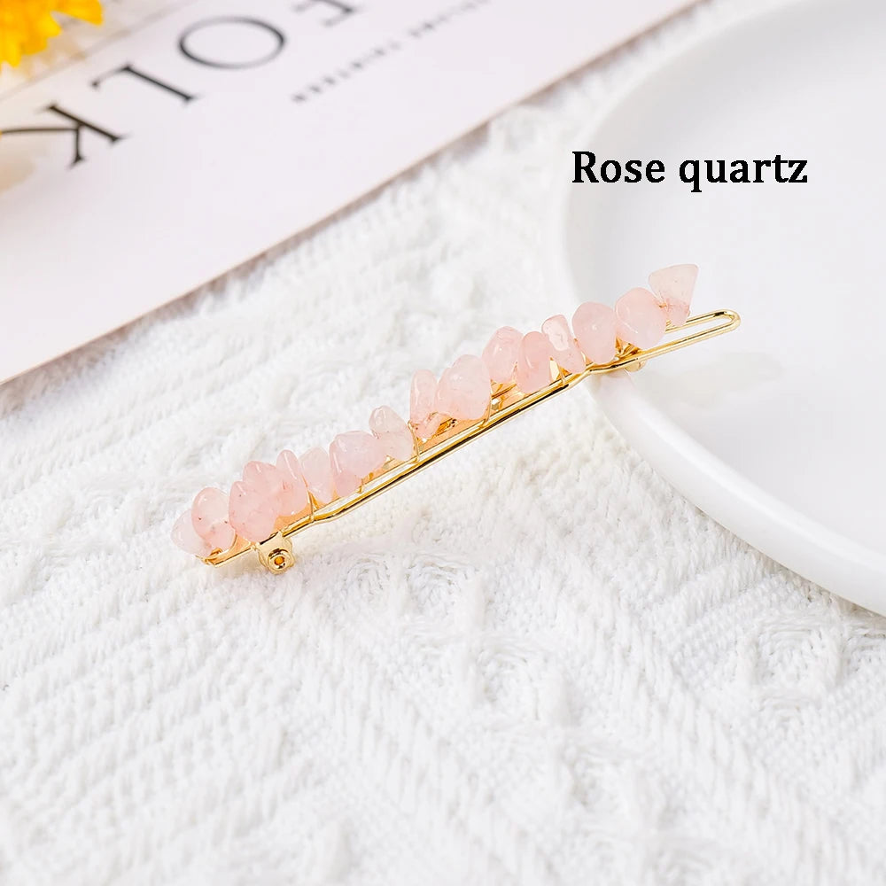 Natural Stone Hair Accessories DIY Handmade Crystal Health Energy Macadam Decoration Crystal Hairpin Children's Day Gifts