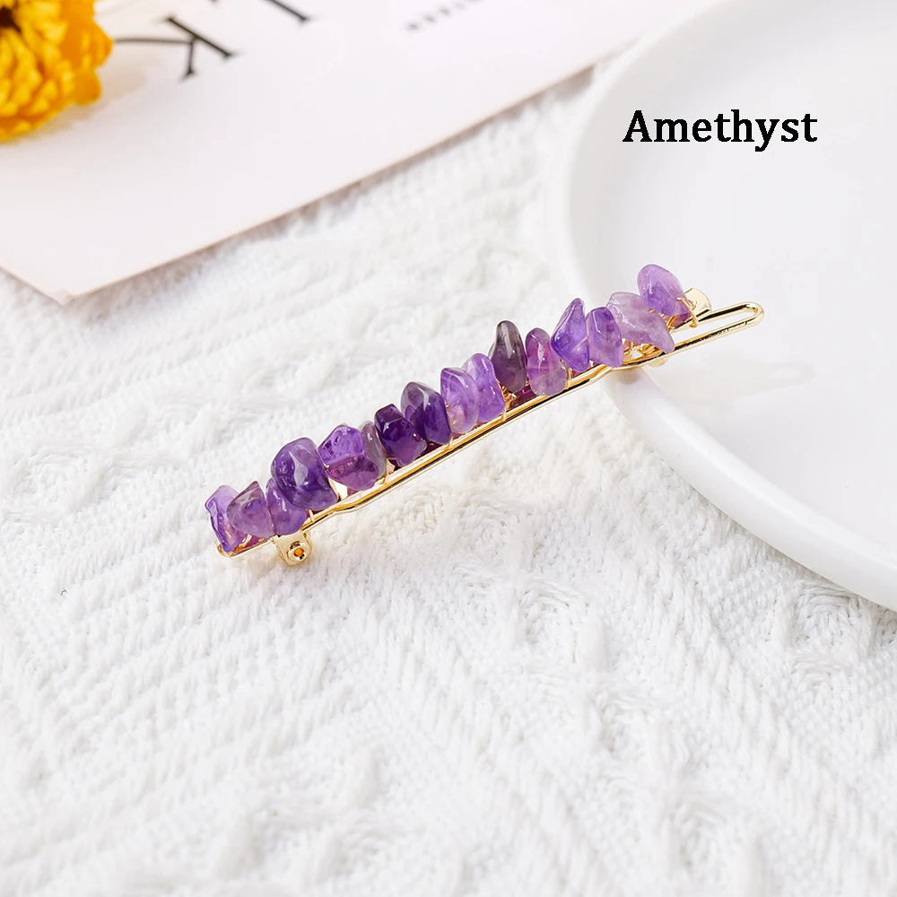 Natural Stone Hair Accessories DIY Handmade Crystal Health Energy Macadam Decoration Crystal Hairpin Children's Day Gifts