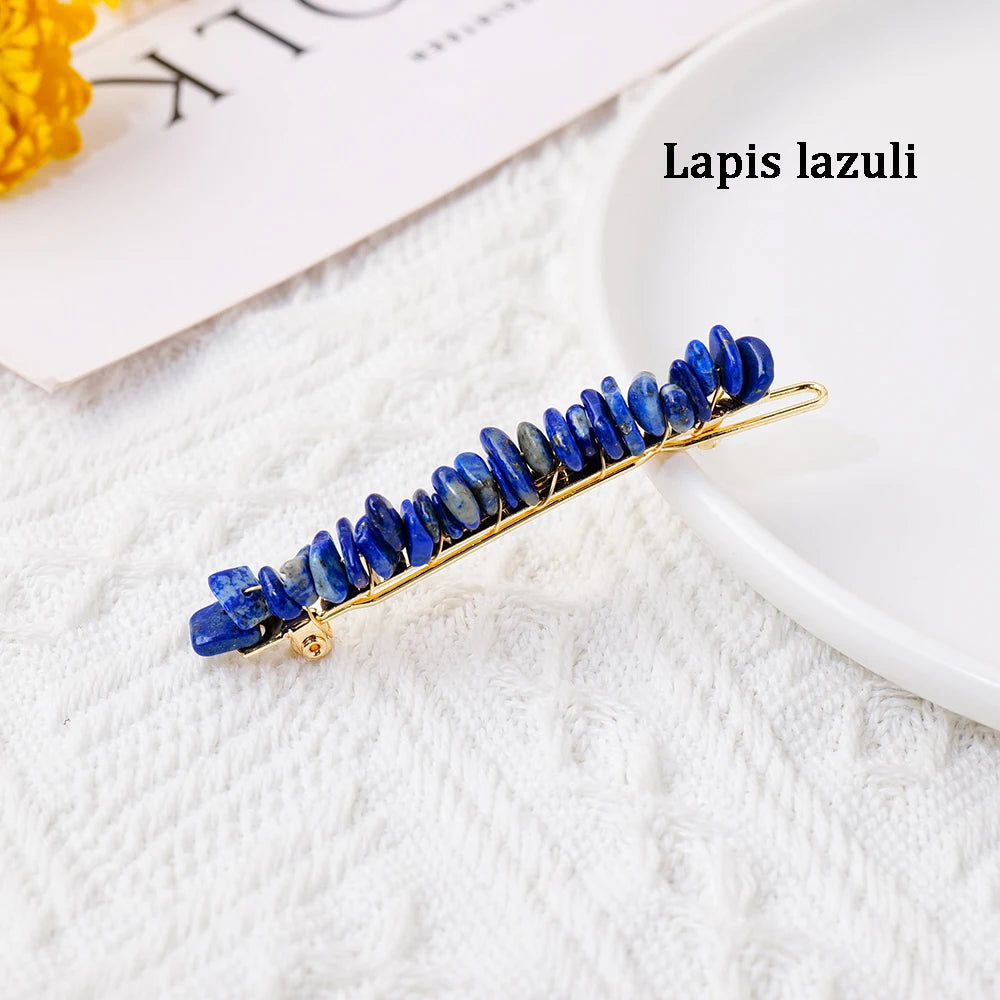 Natural Stone Hair Accessories DIY Handmade Crystal Health Energy Macadam Decoration Crystal Hairpin Children's Day Gifts