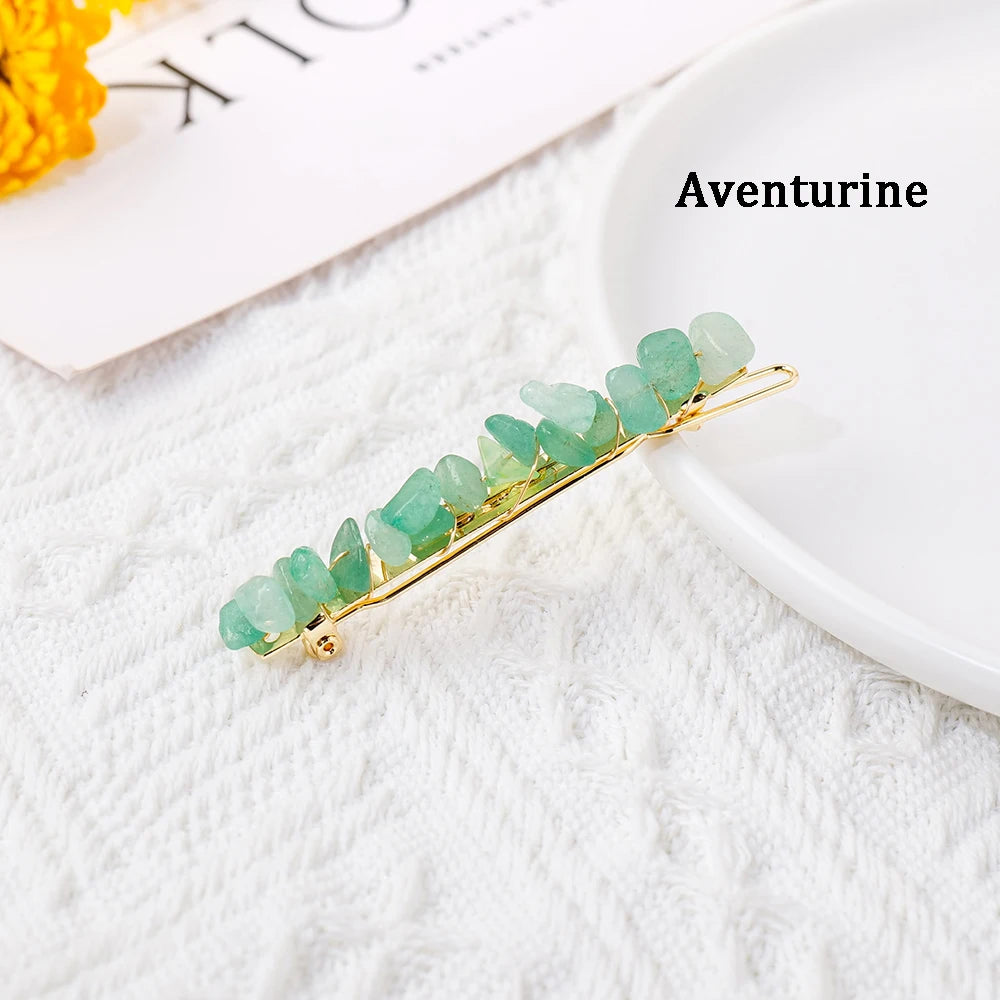 Natural Stone Hair Accessories DIY Handmade Crystal Health Energy Macadam Decoration Crystal Hairpin Children's Day Gifts