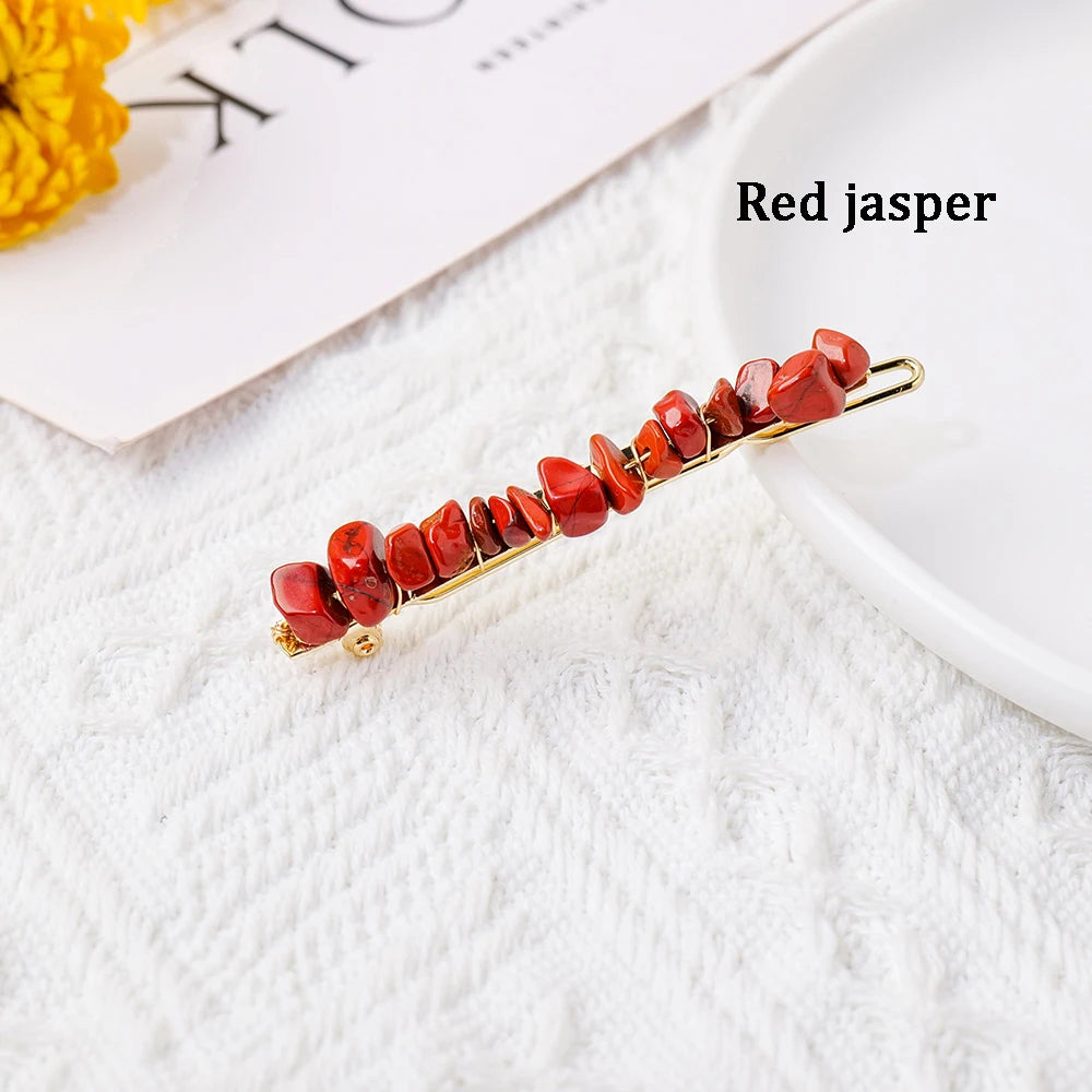 Natural Stone Hair Accessories DIY Handmade Crystal Health Energy Macadam Decoration Crystal Hairpin Children's Day Gifts