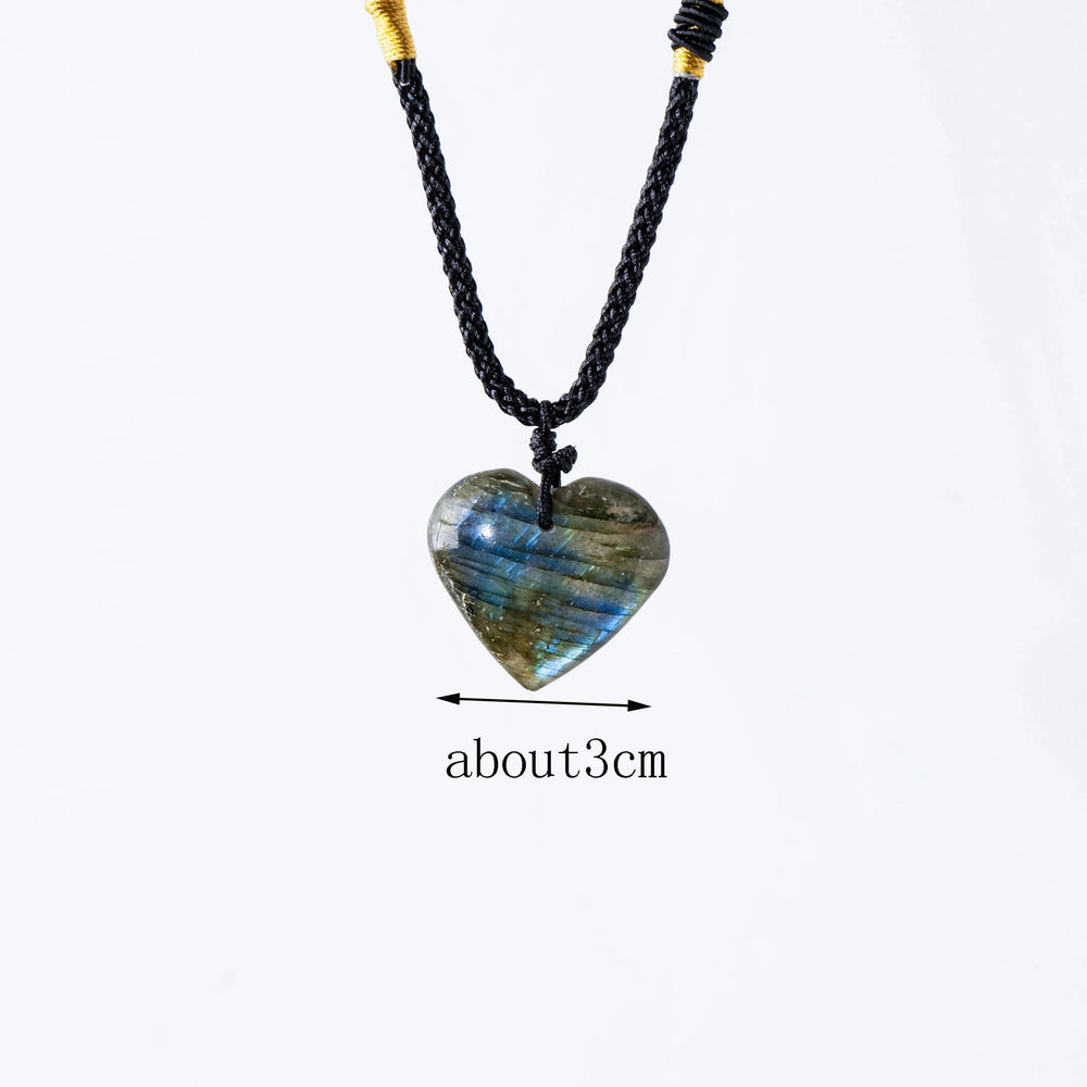 Natural Stone Pendants Heart Shape Labradorite Crystal Blue Moonstone Charms for Jewelry Making Necklace