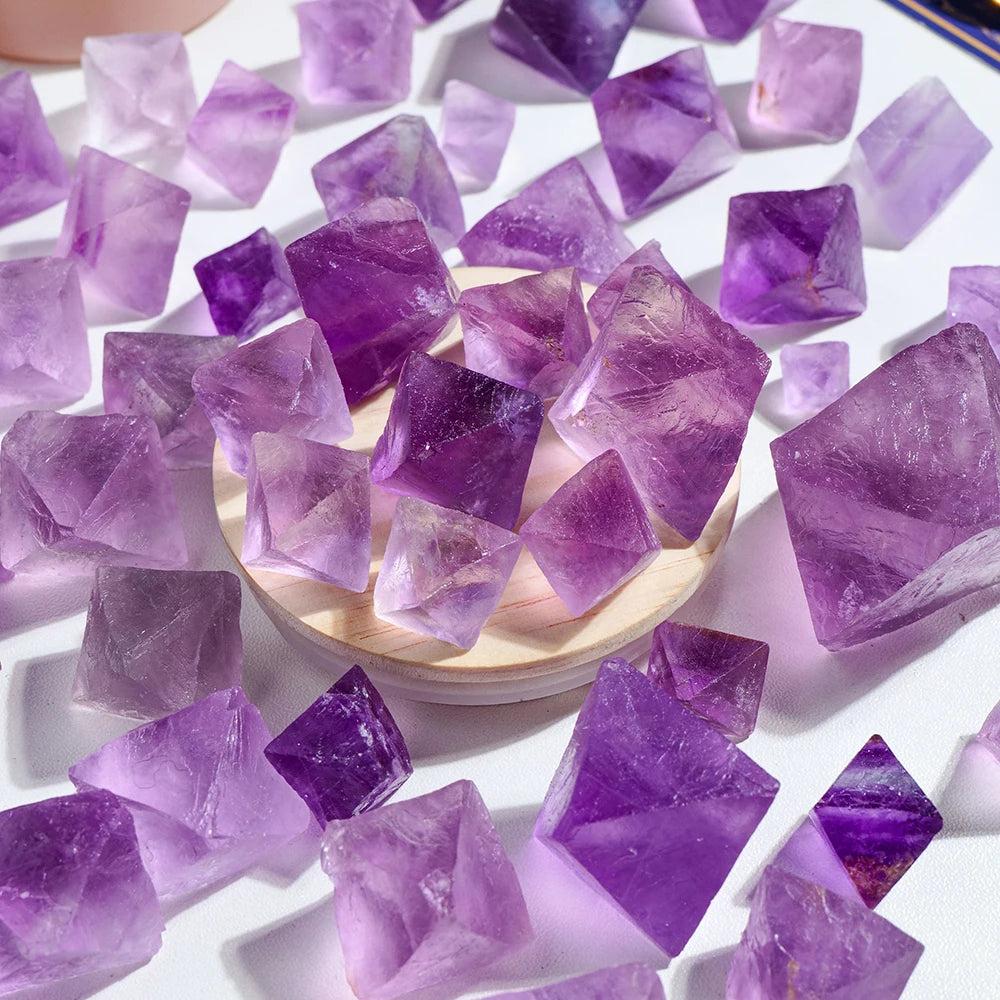 Natural Stone Purple Fluorite Octahedral Crystal Original Decorative Gifts Crystals Gemstone Mineral Specimen Home Decor