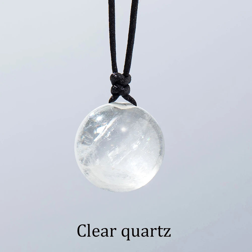 Natural Stone Quartz Clear Quartz Tiger eye  Crystal Ball Pendant Sphere Necklace Ornament Decorative Chakra Home Decoration