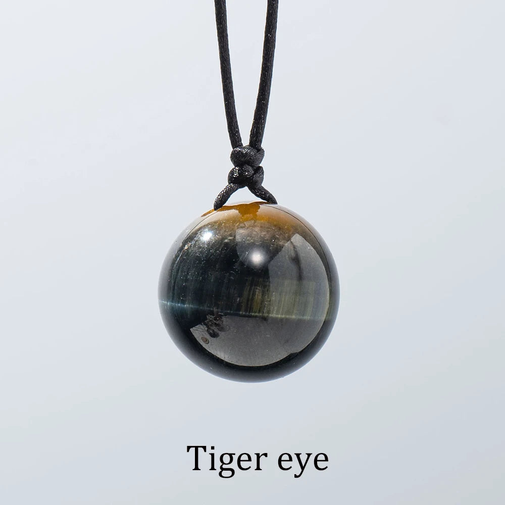 Natural Stone Quartz Clear Quartz Tiger eye  Crystal Ball Pendant Sphere Necklace Ornament Decorative Chakra Home Decoration