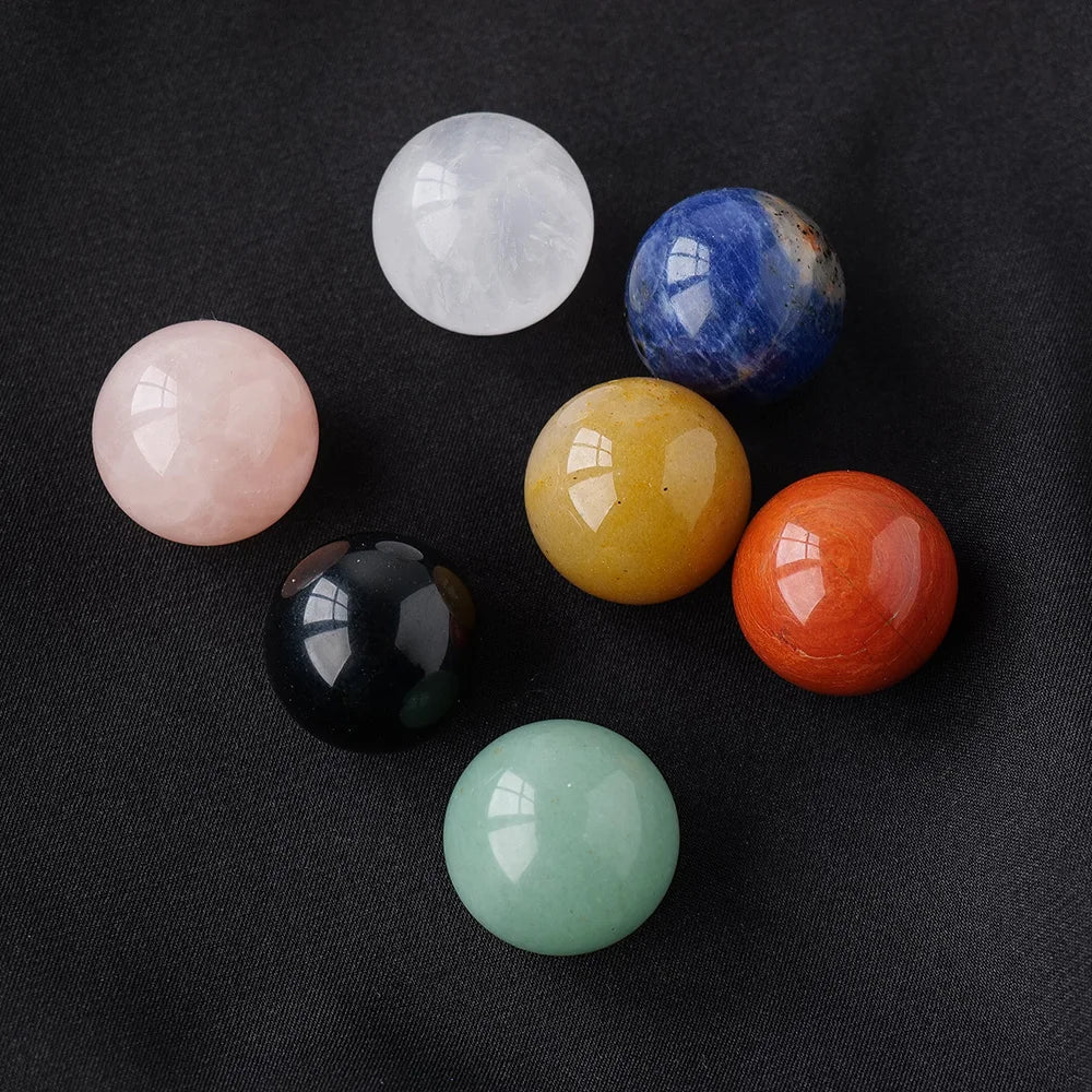 Natural Stones 7 Crystal Sphere Ball Chakra Balancing Therapy Healing Chakra Spheres Stones Kit Diameter 20mm