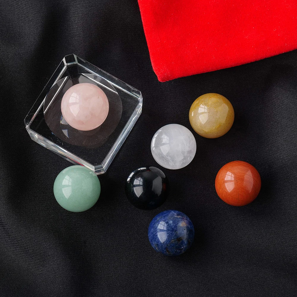 Natural Stones 7 Crystal Sphere Ball Chakra Balancing Therapy Healing Chakra Spheres Stones Kit Diameter 20mm